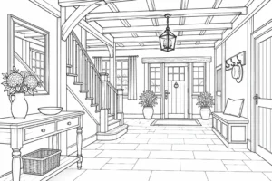 Luxury Room Interior Scene Coloring Page Set 3