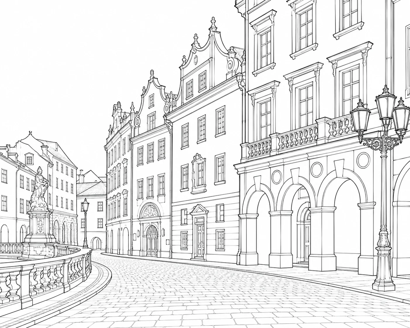 Market Street Street Scene Coloring Page