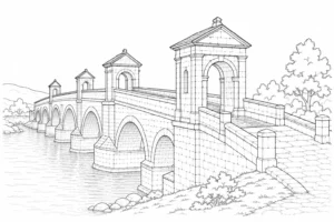 Medieval Street Scene Coloring Page