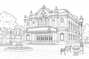Medieval Street Scene Coloring Page Set 2