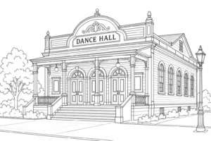 Medieval Street Scene Coloring Page Set 2