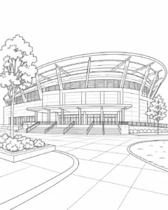 Minimalist City Building Scene Coloring Page Set 2