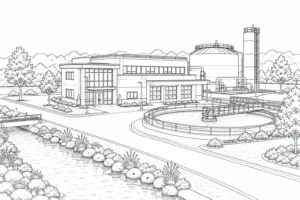 Minimalist City Building Scene Coloring Page Set 5