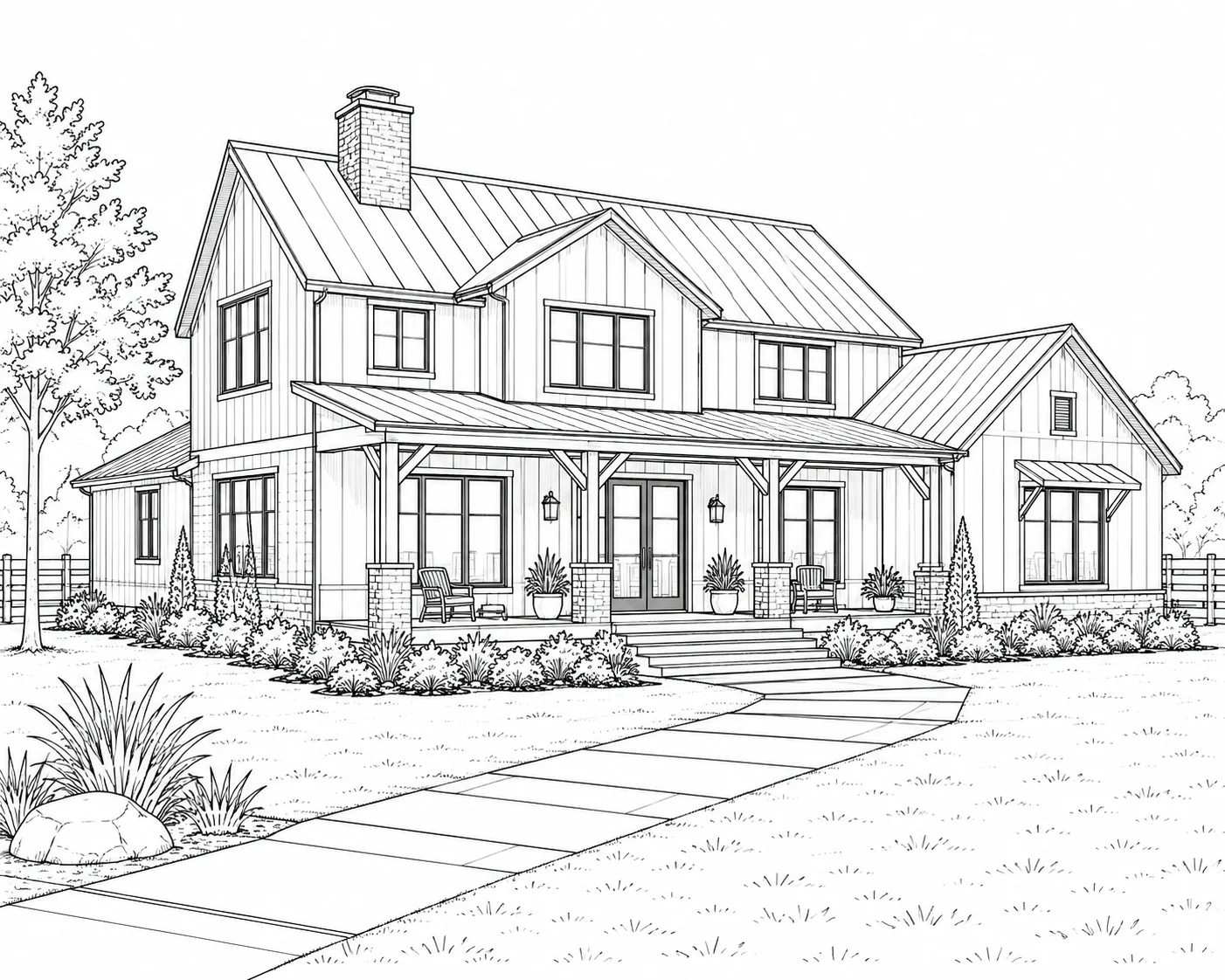 Modern Apartment Tower Scene Coloring Page Set 5