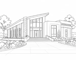 Modern Apartment Tower Scene Coloring Page Set 2