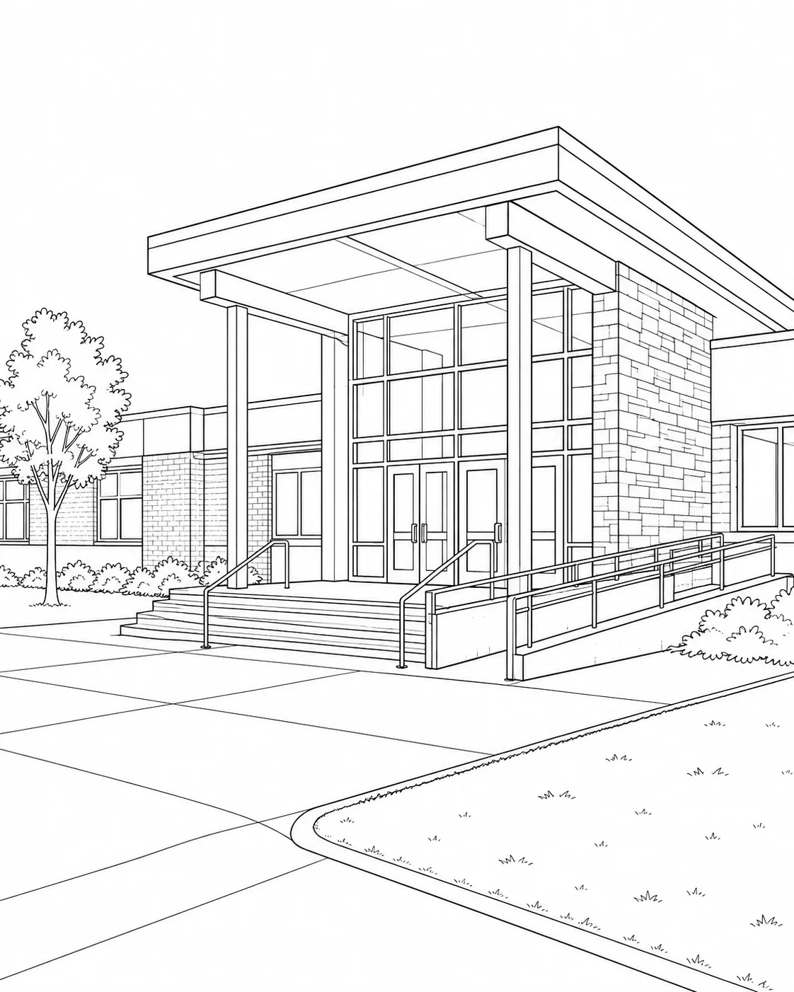 Modern Balcony House Scene Coloring Page Set 3