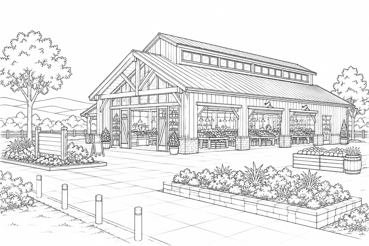 Modern Balcony House Scene Coloring Page Set 4