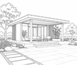 Modern Balcony House Scene Coloring Page Set 5
