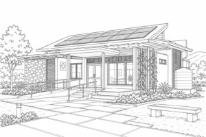 Modern Balcony House Scene Coloring Page