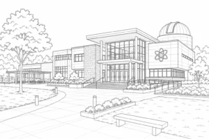 Modern Courtyard Home Scene Coloring Page