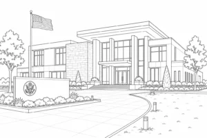 Modern Courtyard Home Scene Coloring Page Set 2