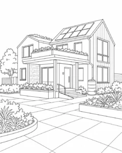 Modern Design Landmark Scene Coloring Page Set 4