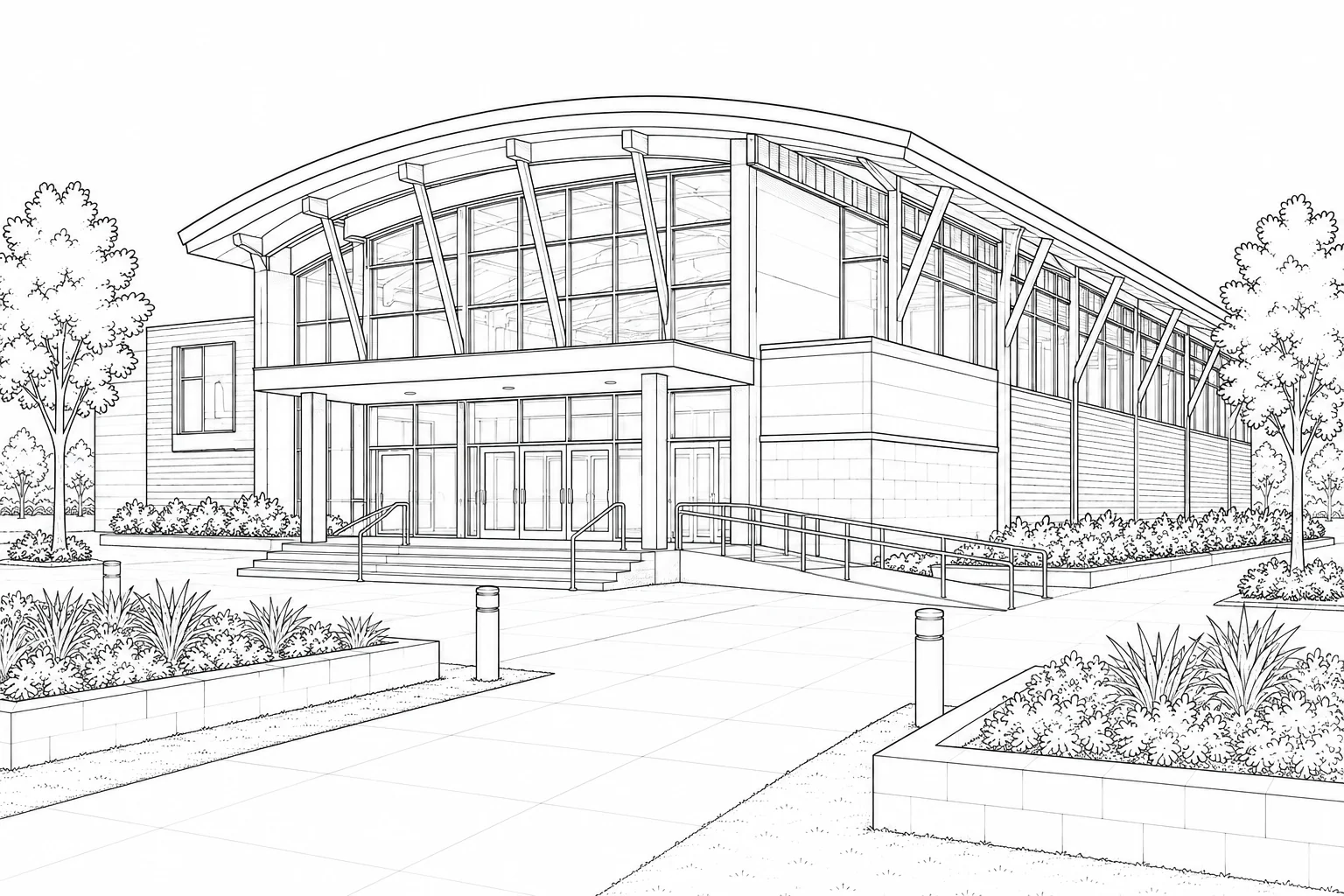 Modern Design Landmark Scene Coloring Page