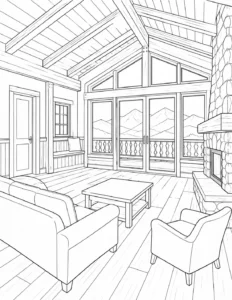 Modern Interior Scene Coloring Page