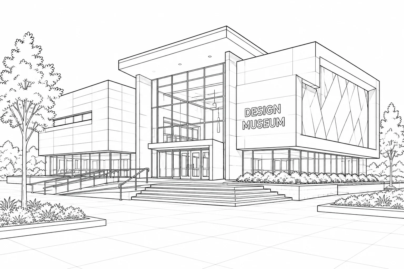 Modern Rooftop Building Scene Coloring Page