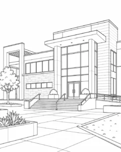 Modern Waterfront House Scene Coloring Page Set 4