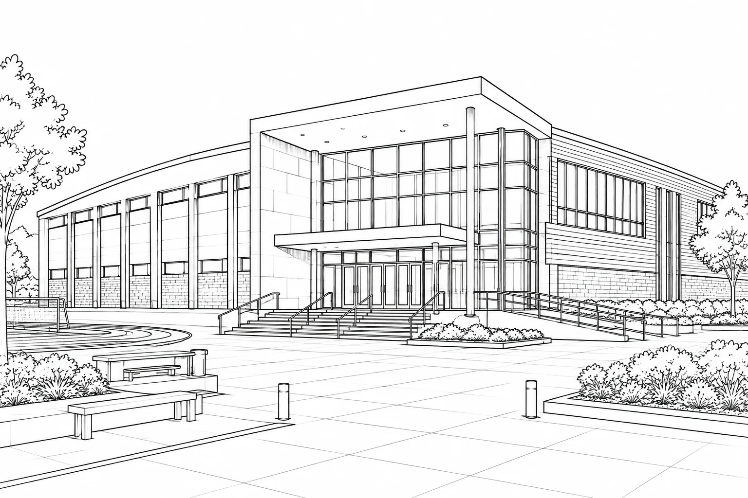 Modern Waterfront House Scene Coloring Page Set 5
