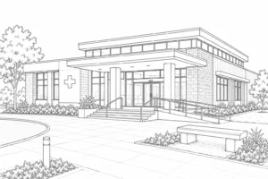 Modern Waterfront House Scene Coloring Page