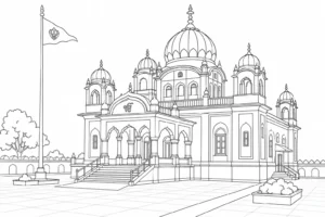 Old City Architecture Scene Coloring Page Set 2