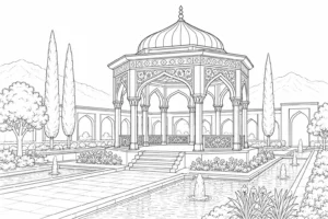 Old City Architecture Scene Coloring Page Set 4