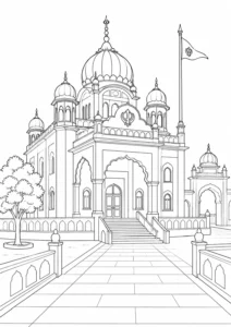 Old City Architecture Scene Coloring Page Set 2