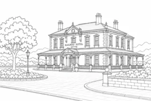 Old City Gate Scene Coloring Page Set 4