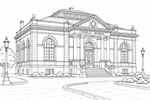 Old City Gate Scene Coloring Page Set 5