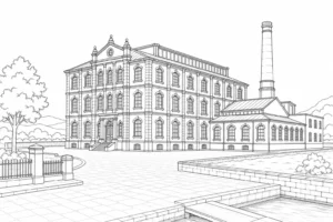 Old European Building Scene Coloring Page Set 6