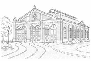 Old Fortress Scene Coloring Page