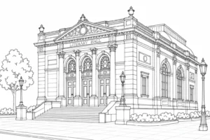 Old Fortress Scene Coloring Page Set 2