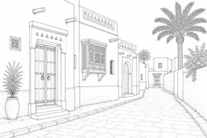 Old Town Street Scene 202607300230-018 Coloring Page