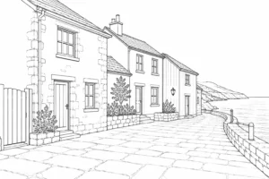 Old Town Street Scene 202608030336002026080320-002 Coloring Page