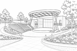 Open Plan Modern Home Scene Coloring Page
