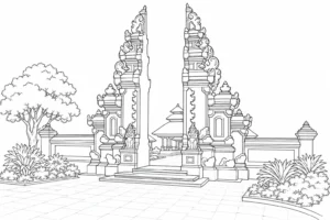 Ornate Palace Scene Coloring Page Set 2