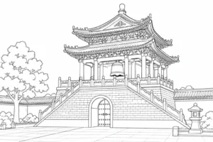 Ornate Palace Scene Coloring Page Set 3