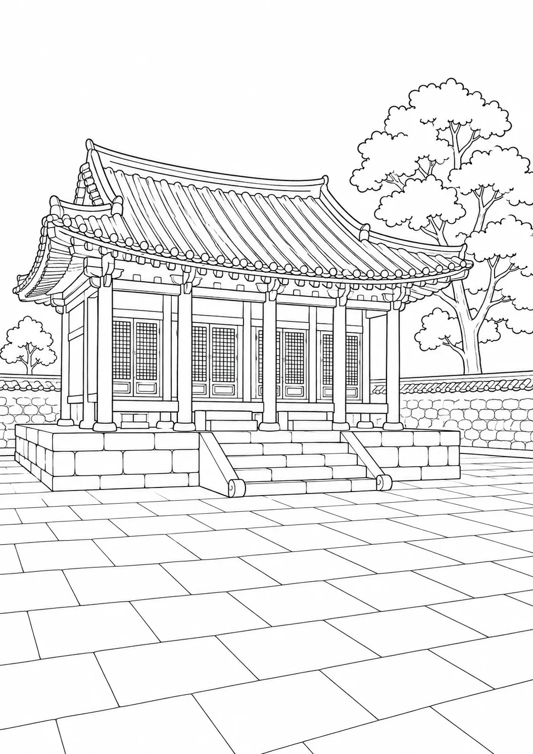 Ornate Palace Scene Coloring Page Set 3