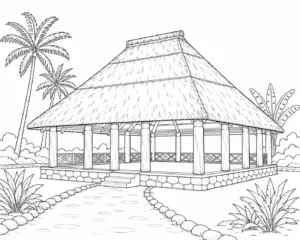 Peaceful Pagoda Scene Coloring Page Set 4