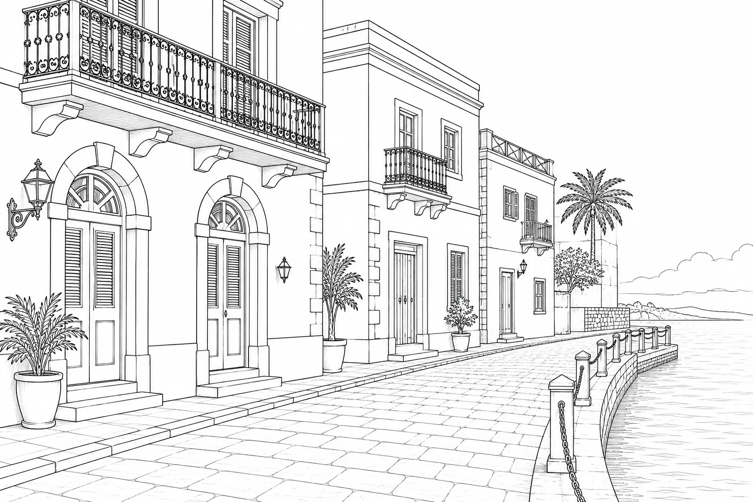Peaceful Street Scene Scene 2026073120260731023105-r1-048 Coloring Page
