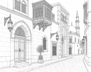 Peaceful Street Scene Scene 202608030235422026080220-016 Coloring Page
