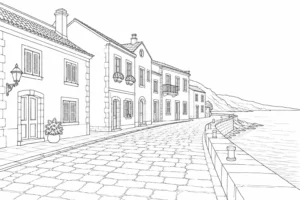 Peaceful Street Scene Scene 202608030235422026080220-064 Coloring Page