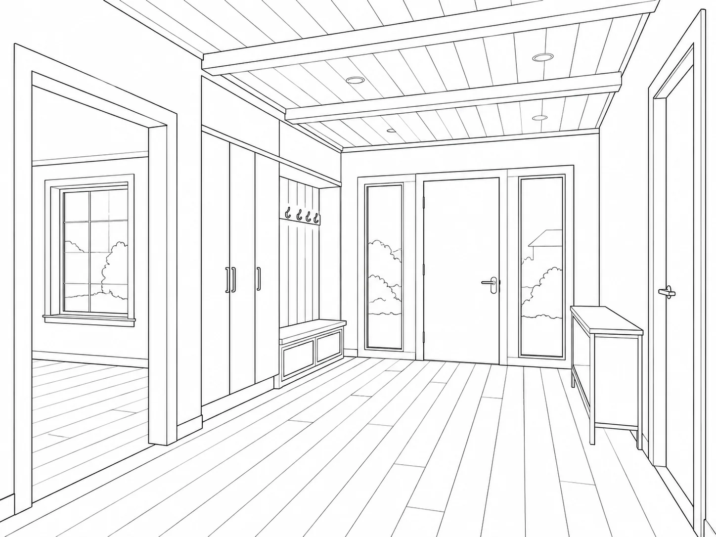 Reading Nook Scene Coloring Page