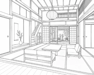 Relaxing Lounge Scene Coloring Page
