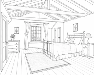 Relaxing Lounge Scene Coloring Page Set 6