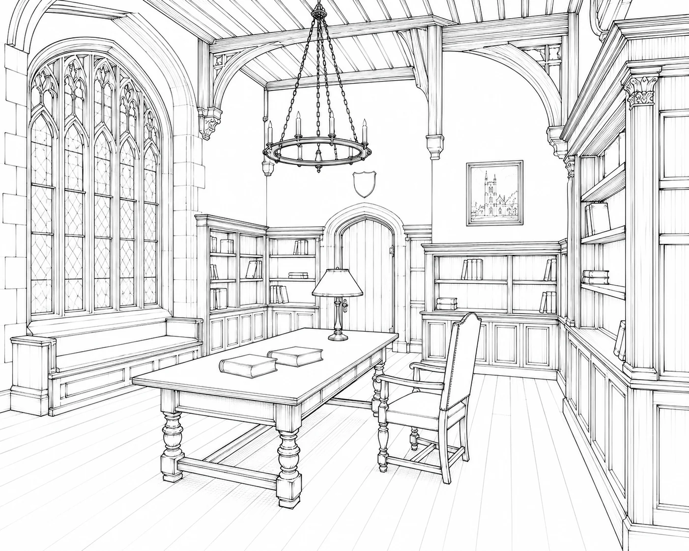 Relaxing Lounge Scene Coloring Page Set 3