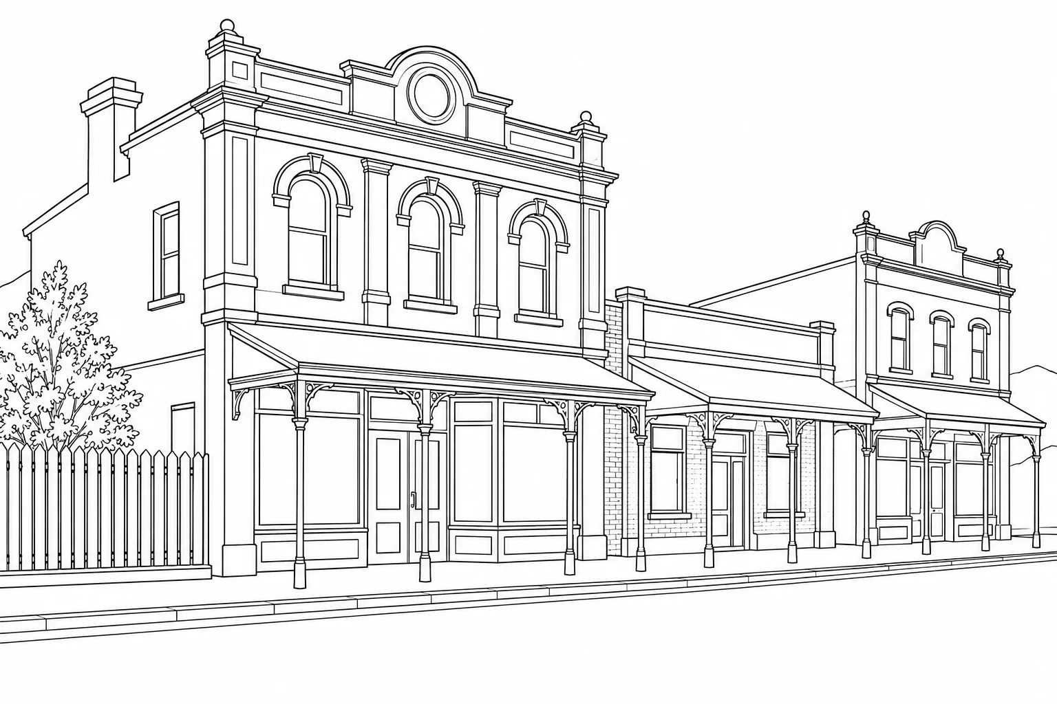 Residential Street Architecture Coloring Page