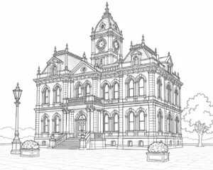 Roman Ruins Scene Coloring Page Set 4