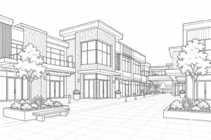 Sleek Office Building Scene Coloring Page Set 4