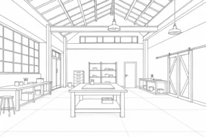 Sunlit Room Scene Coloring Page Set 2