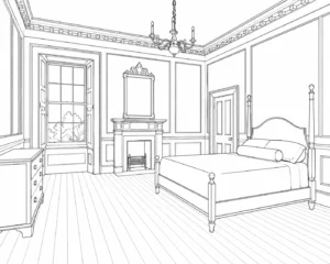 Sunlit Room Scene Coloring Page Set 2