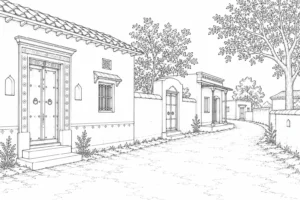 Town Square Street Scene 202608010232-025 Coloring Page